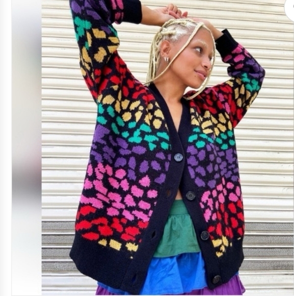 Farm Rio Rainbow Leopard Cardigan - Picture 2 of 11